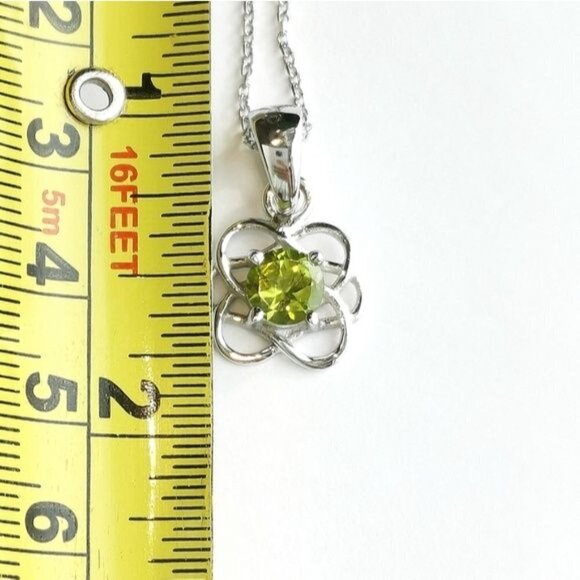 NEW Modernist flower Peridot sterling silver pendant necklace - Picture 4 of 6